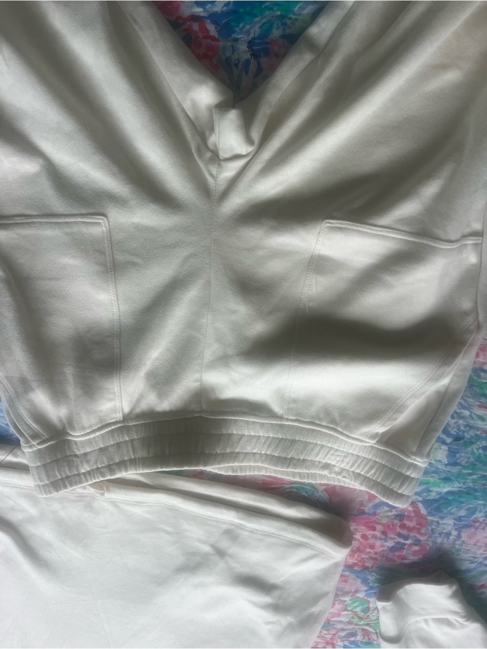 Rae Dunn two piece Cream colored HO! HO! HO!' Holiday sweatshirt and sweatpants - Picture 5 of 7